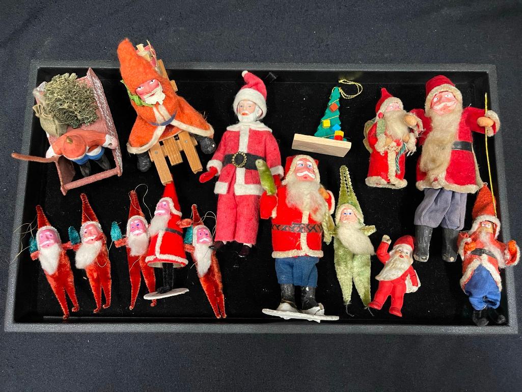 Tray Lot of Early Santa Figures, etc: Tray Lot of Early Santa Figures, etc