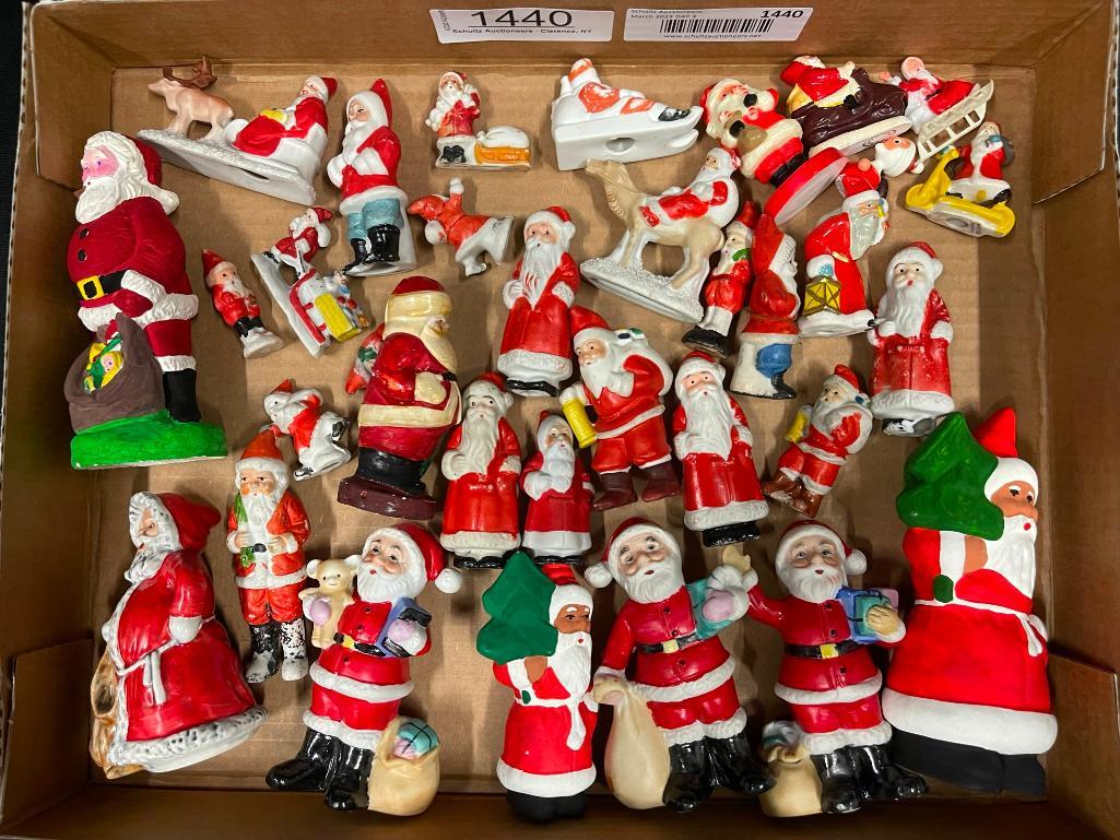 Lot of Santa Claus Figures, Bisque, etc: Lot of Santa Claus Figures, Bisque, etc