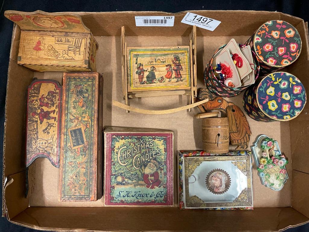 Wood Boxes, Sled, Dresser & More: Wood Boxes, Sled, Dresser, Woman Churning Butter, Cast Door Knocker