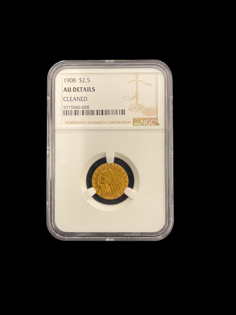 1908 $2.5 Indian Head Gold Coin (1 of 4)