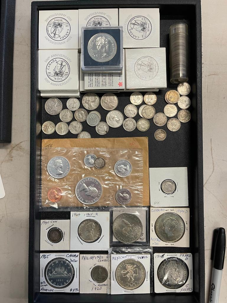 Group of Mostly Silver Foreign Coins incl Canada, etc (1 of 5)