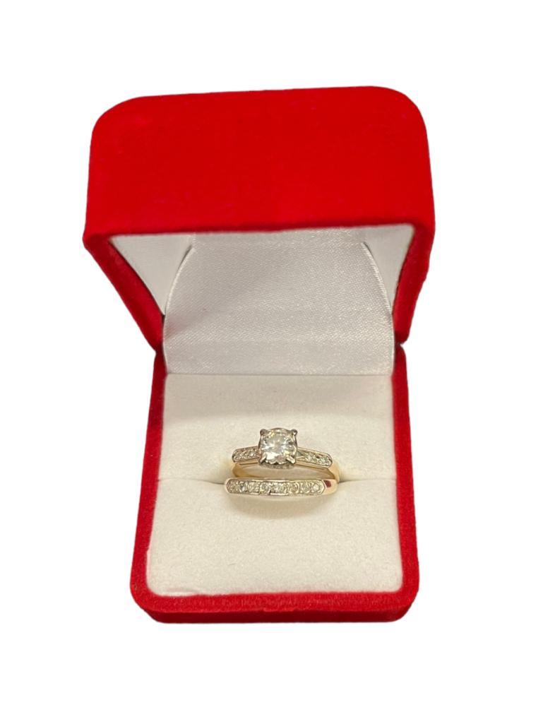 14k Gold Diamond Ring and 14k Wedding Band (1 of 8)