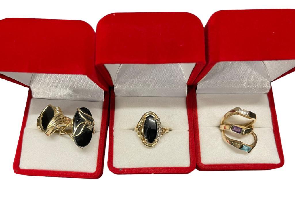 6 10k Gold Rings incl. various stones (1 of 7)