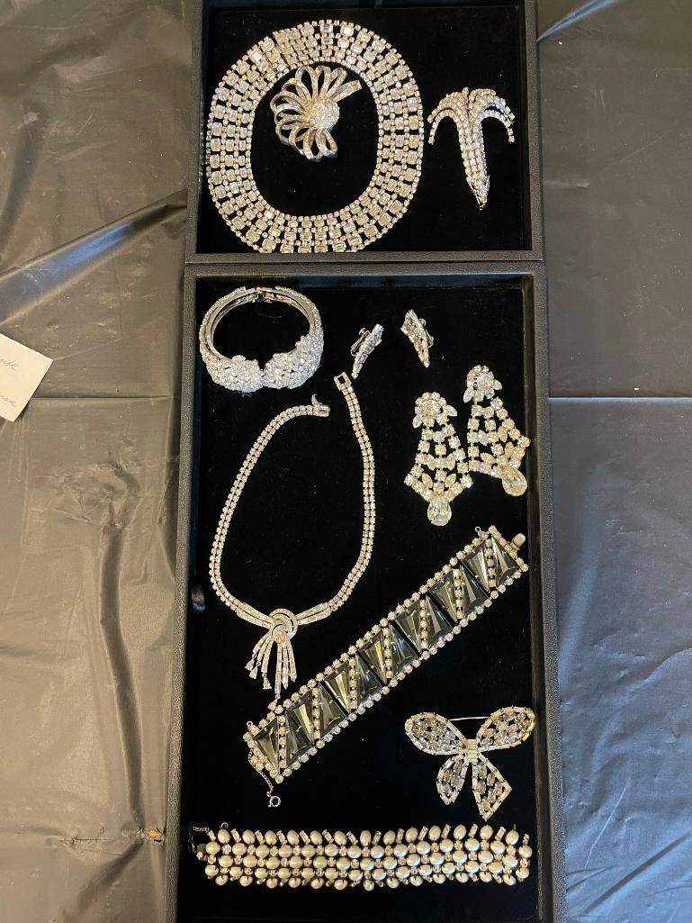 Jewelry Lot incl. Rhinestone and Diamonte, etc: Rhinestone and Diamonte, Marvella, and pearl bracelet attributed to Schreiner, Jewelry Lot From the collection of Carole Tanenbaum