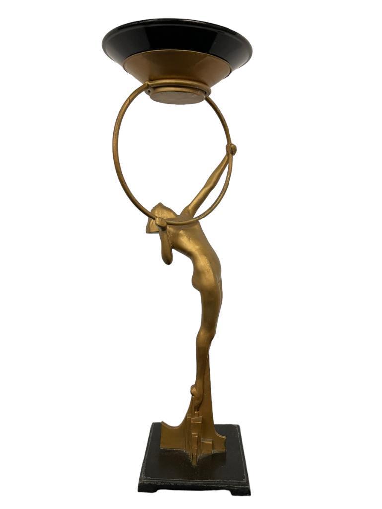 1920-1930s Frankart Hoop Girl Figure Floor Ashtray (1 of 7)