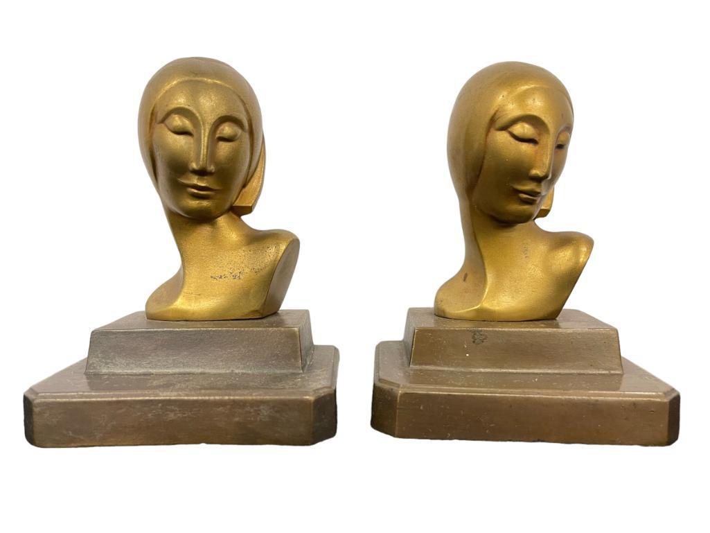 Frankart Modernist Female Bust Bookends (1 of 4)