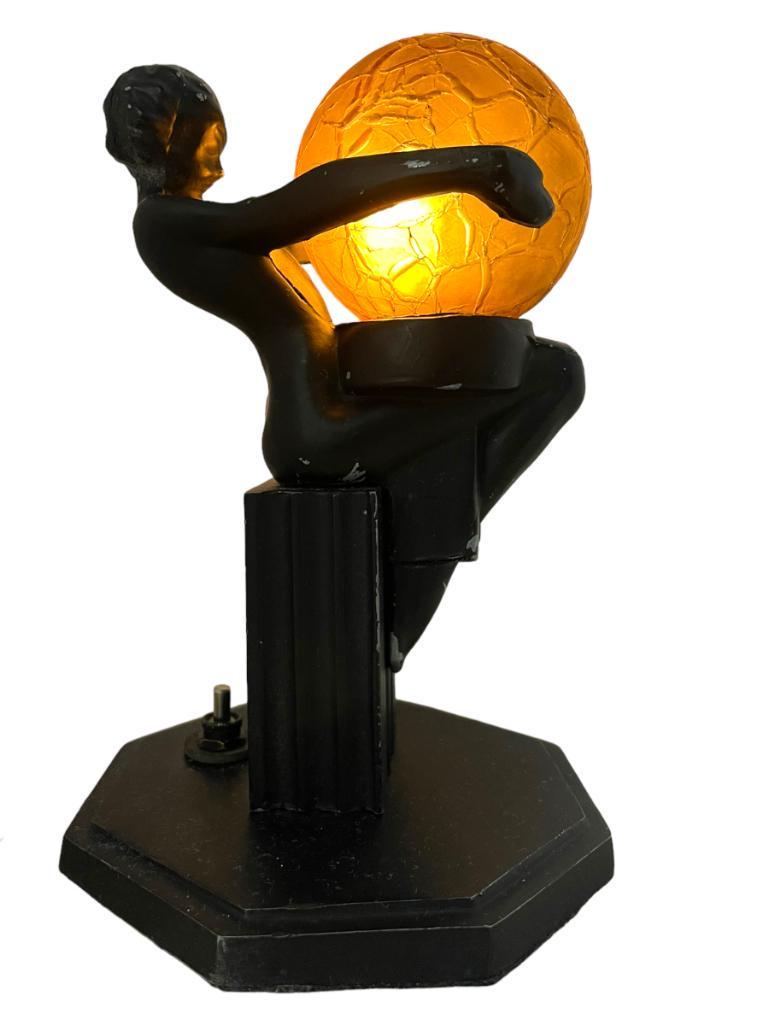 1920's Frankart Lamp w/ Amber Globe Shade (1 of 9)