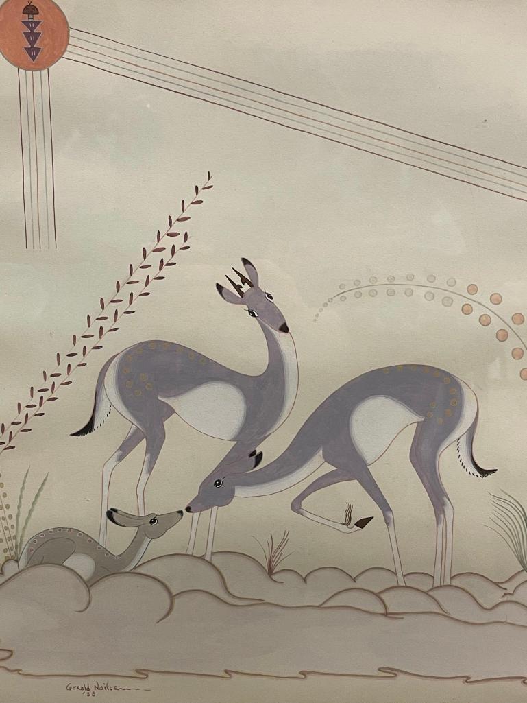 Gerald Nailor 1938 Art Deco Painting of Deer (1 of 4)