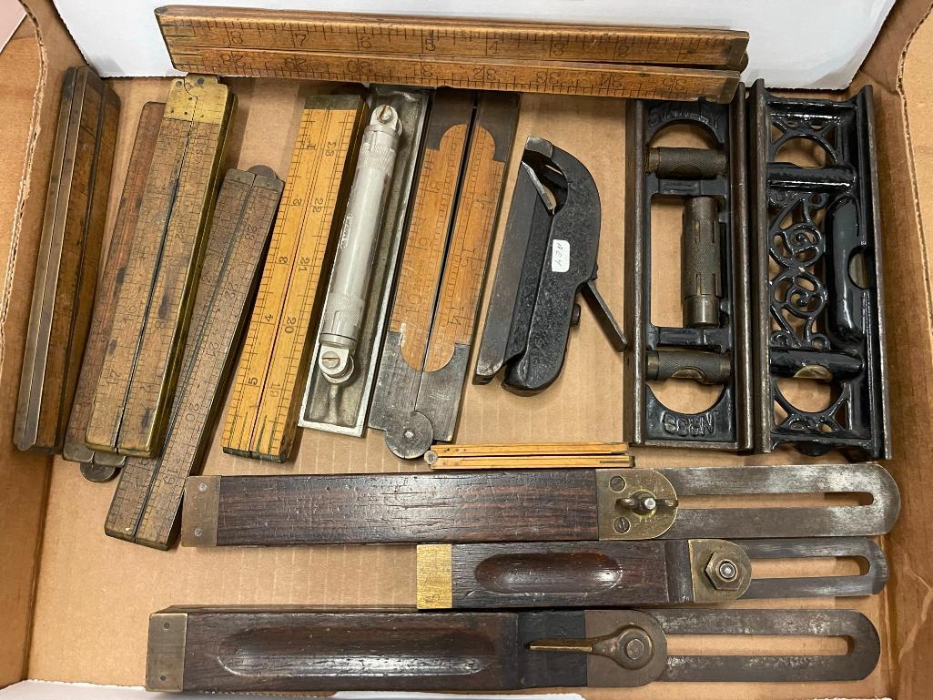 Antique Stanley Levels, Folding Rulers, etc (1 of 5)