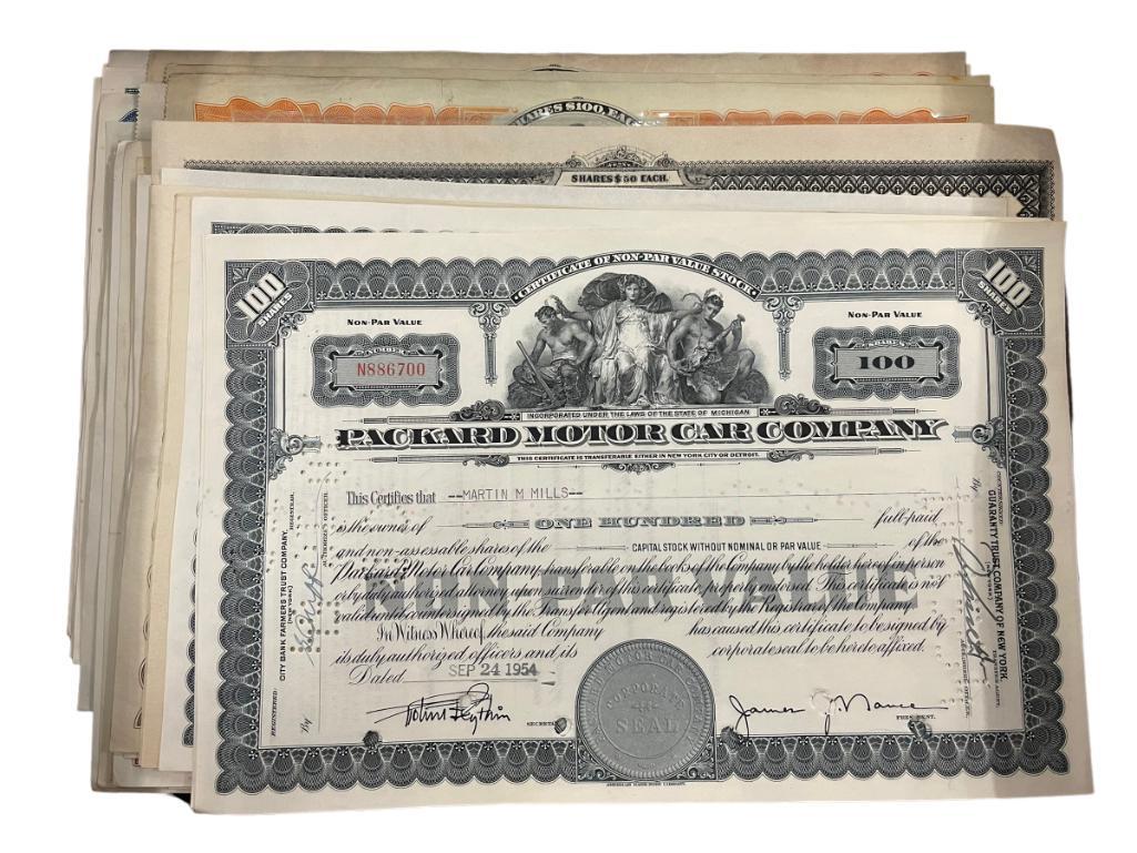 Group of Stock Certificates incl. Packard Motor Car,etc (1 of 7)