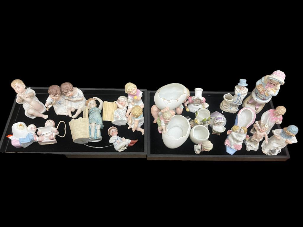 Large Group of Bisque Figures, Mostly Children: Large Group of Bisque Figures, Mostly Children, largest approx. 6.5"