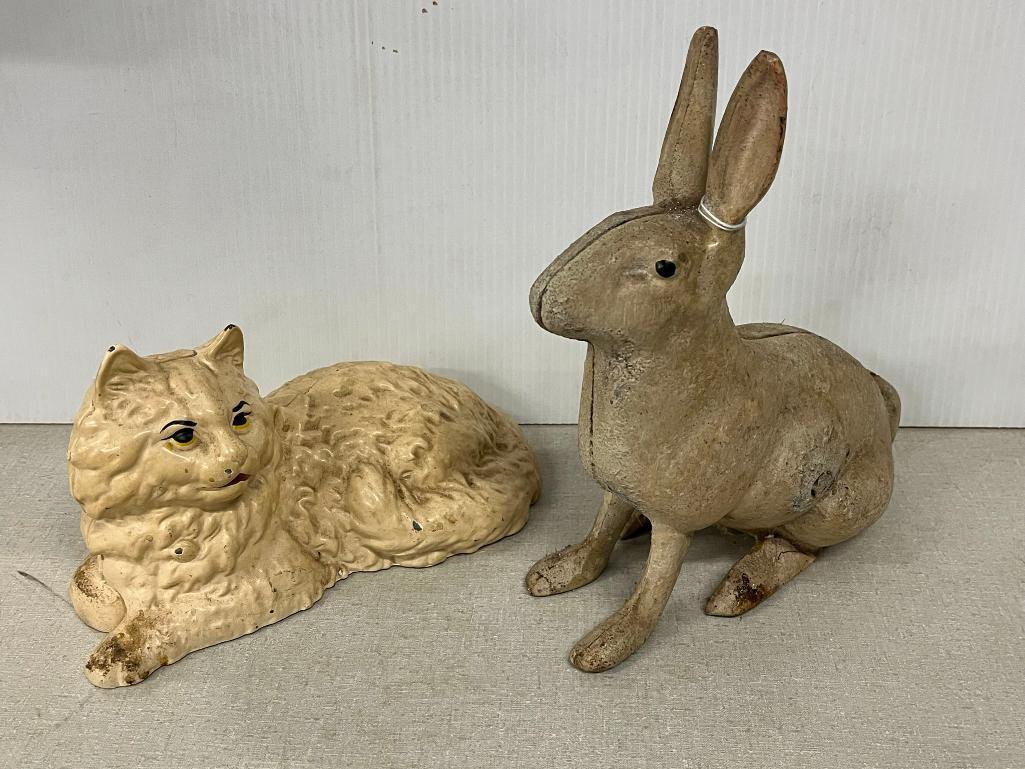 Cast Iron Cat Doorstop and Cast Iron Rabbit Doorstop: Cast Iron Cat Doorstop and Cast Iron Rabbit Doorstop
