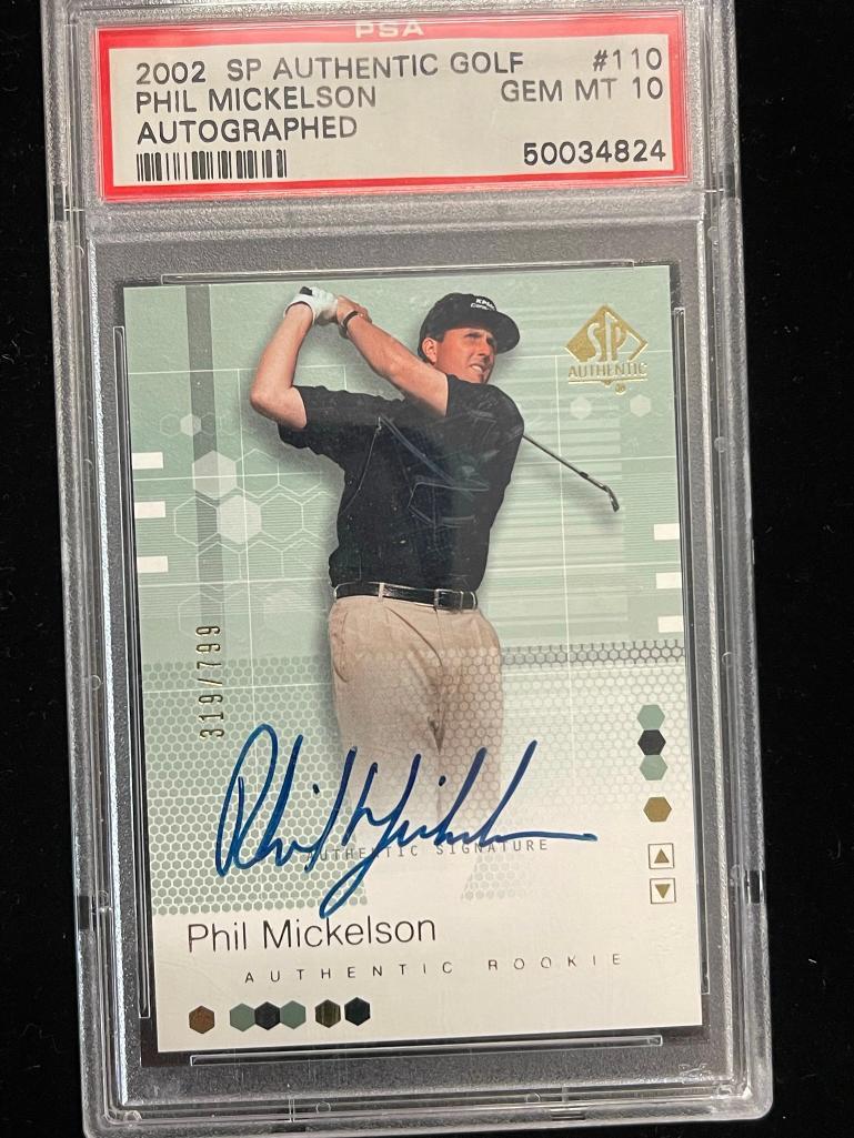 2002 SP Authentic Golf #110 Phil Mickelson Card: 2002 SP Authentic Golf #110 Phil Mickelson Autographed Card Gem Mint 10