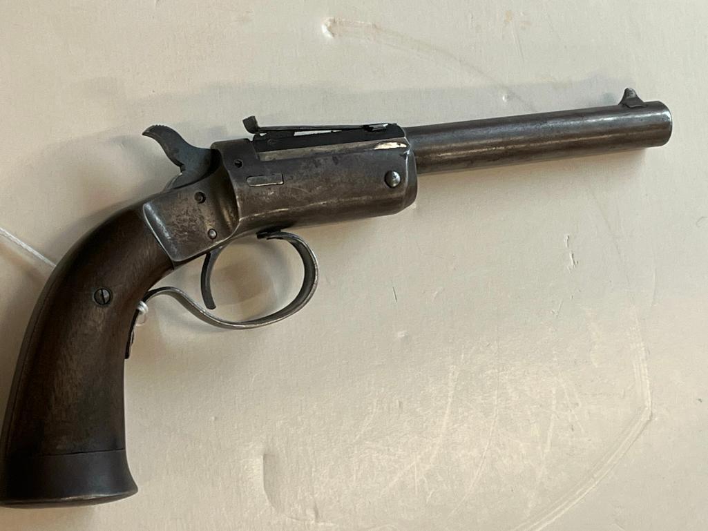 J Stevens Model 35 Single Shot Target Pistol 22 LR: J Stevens Model 35 Single Shot Target Pistol 22 LR Serial #37353, approx 6" barrel, total length approx. 10"