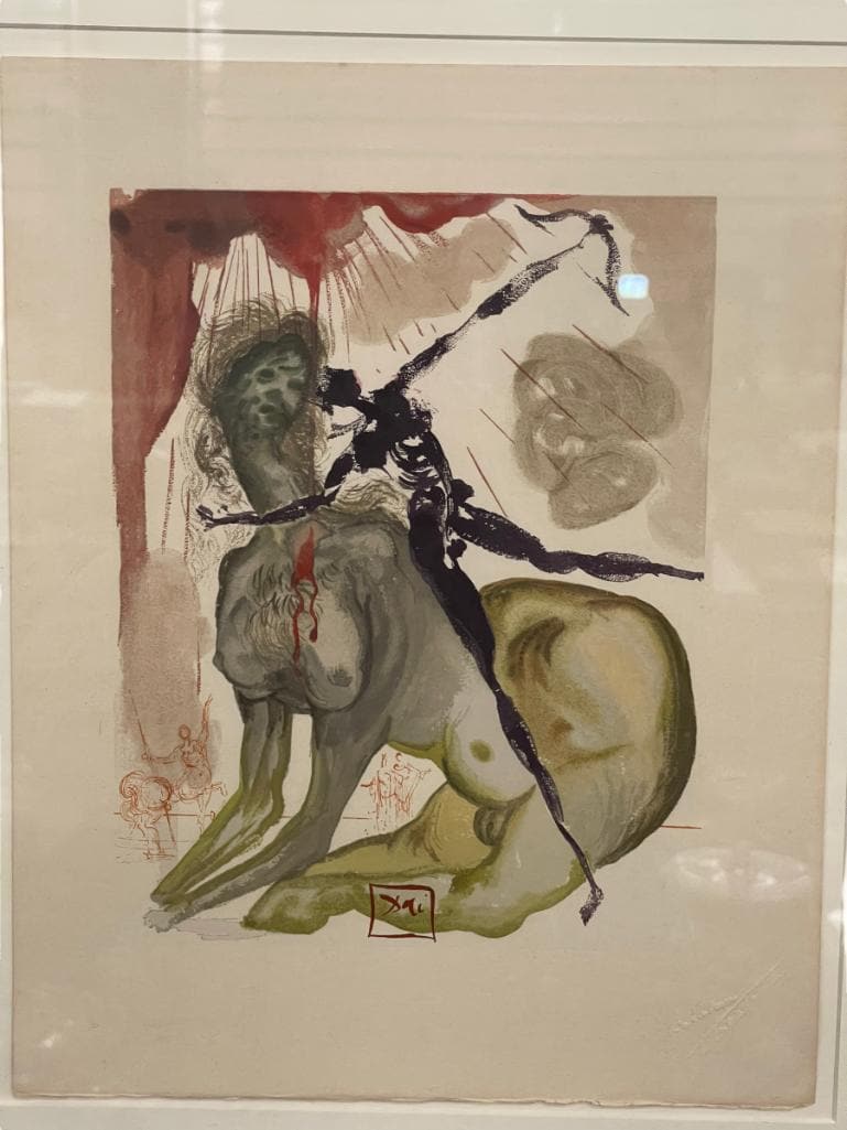 Salvador Dali Print on Embossed Paper: Salvador Dali print on watermarked, embossed paper. Approx. 24 x 27