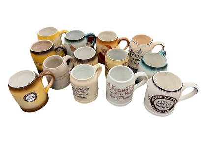 Buffalo Pottery Mugs: 12 Buffalo pottery mugs incl. fraternal mugs, etc.