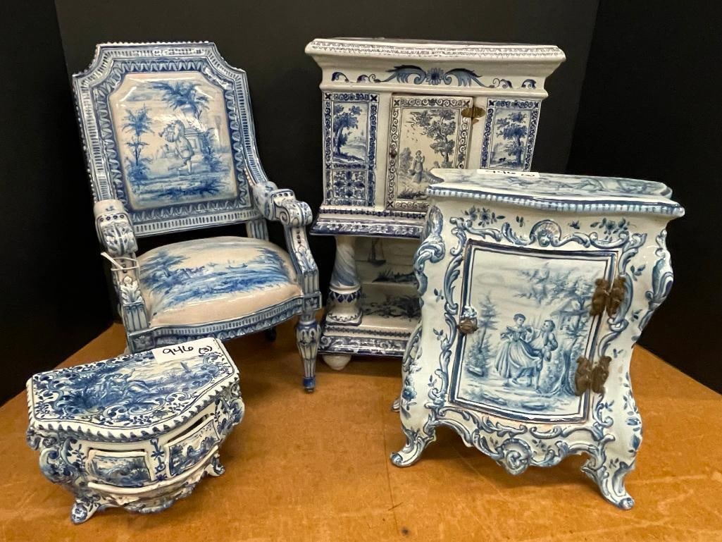 Early Delft Blue & White Miniature Furniture (1 of 5)