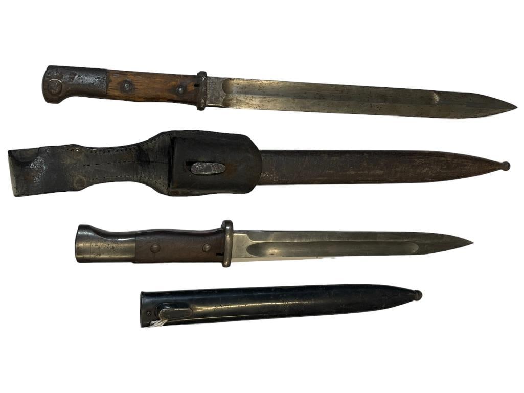 Bayonets Incl. Erfurt & Samson: Two German bayonets incl. Erfurt & Samson werk w/ leather frog.