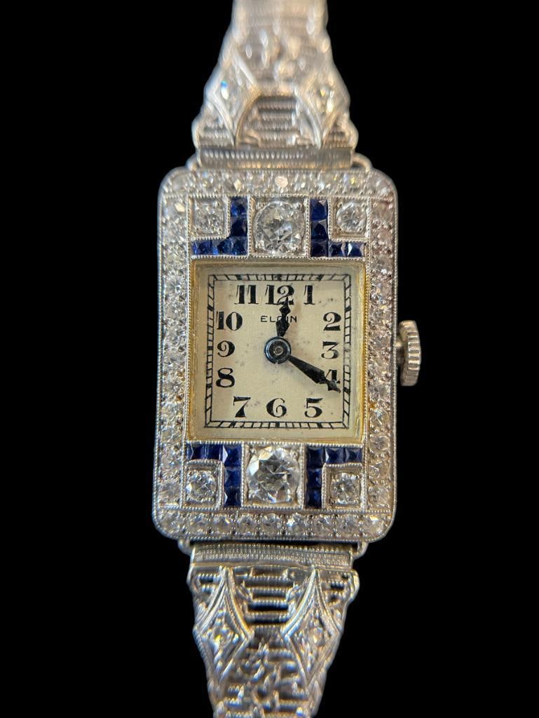 Elgin Platinum Watch anmd 14K Gold Band (1 of 6)