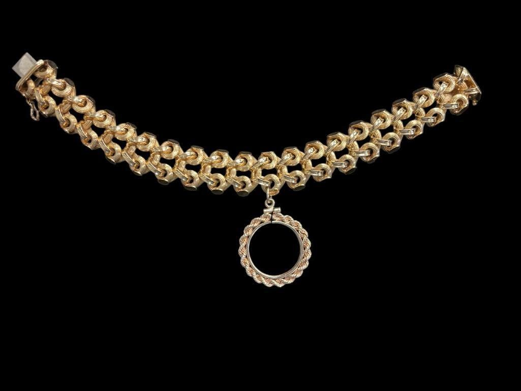 18K Gold Bracelet w/14K Gold Charm (1 of 5)