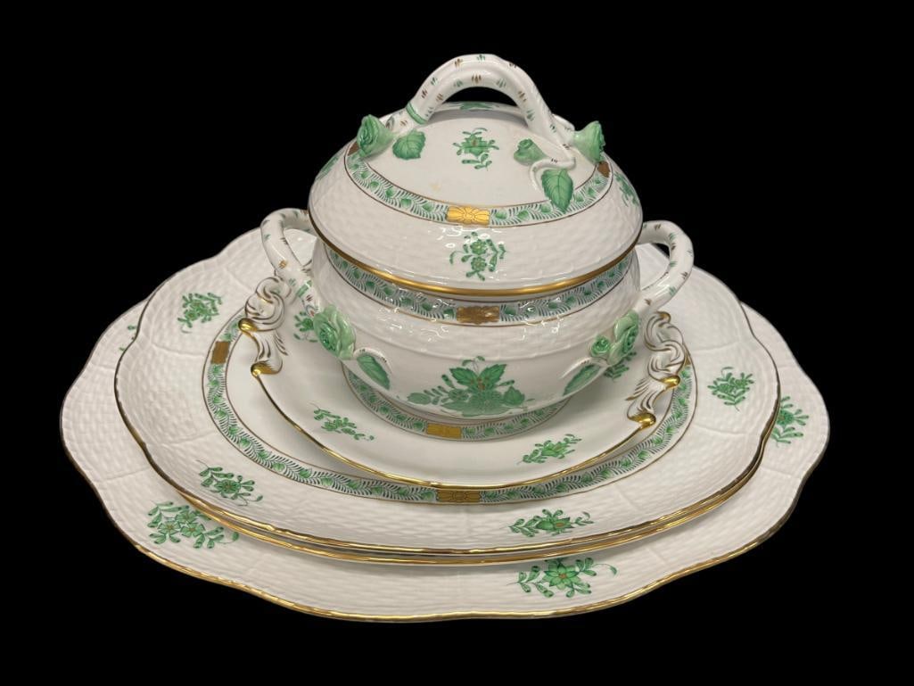 5pc Herend Hand Painted Porcelain incl. Serving Plates & More (1 of 6)