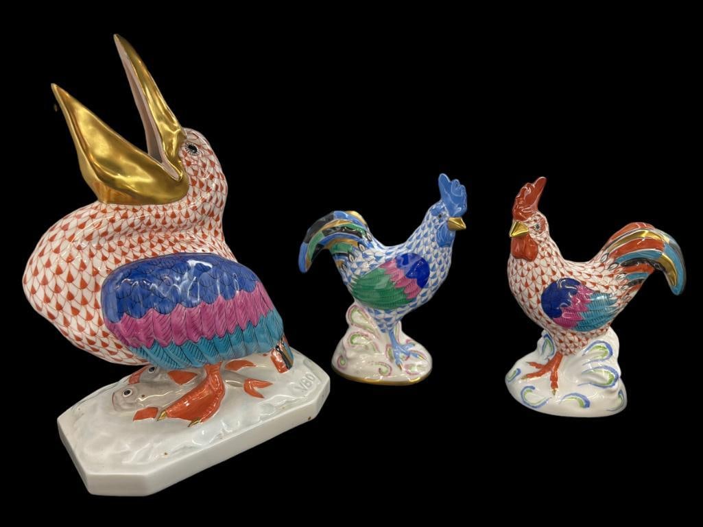 3 Herend Hand Painted Porcelain Figurines incl. Pelican & More (1 of 7)