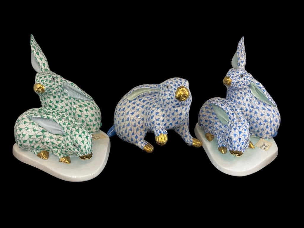 3 Herend Hand Painted Rabbit Porcelain Figurines (1 of 7)