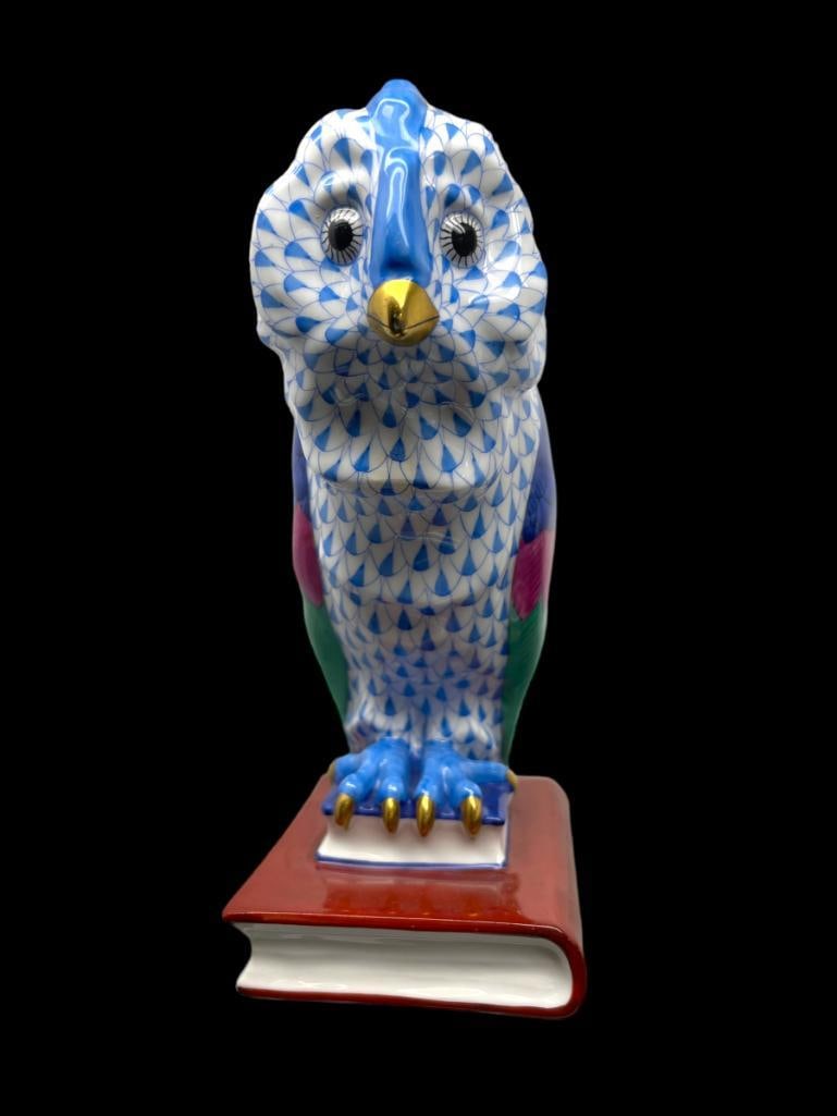 Herend Hand Painted Porcelain Owl on Books (1 of 5)
