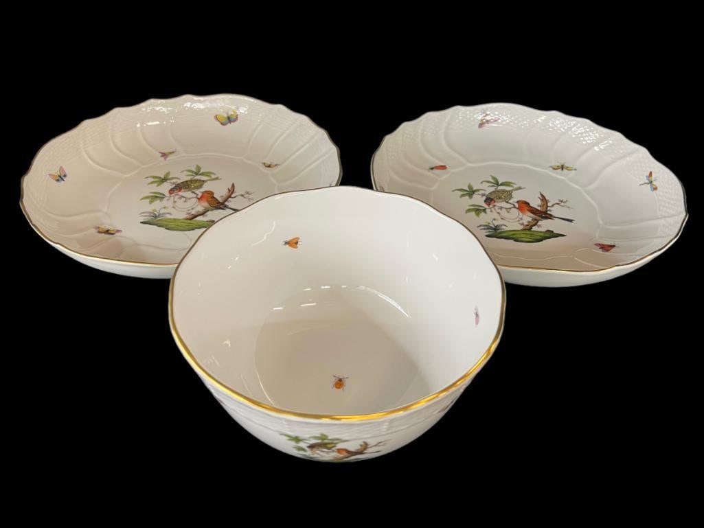 3pc Herend Hand Painted Porcelain Pair Serving Dish & Bowl (1 of 8)