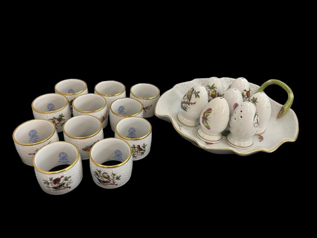 19pc Herend Hand Painted Porcelain incl. Napkin Rings & More (1 of 7)