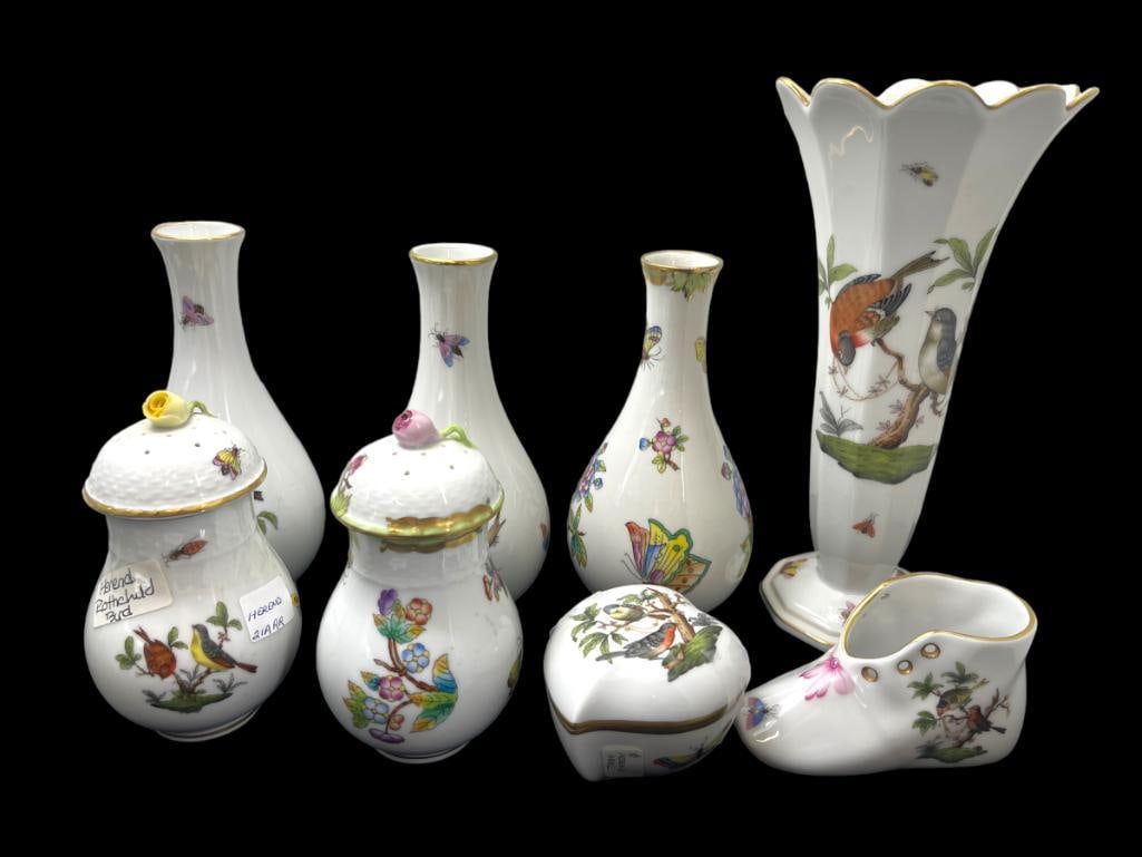 8 Herend Hand Painted Porcelain Vases & Shakers (1 of 8)