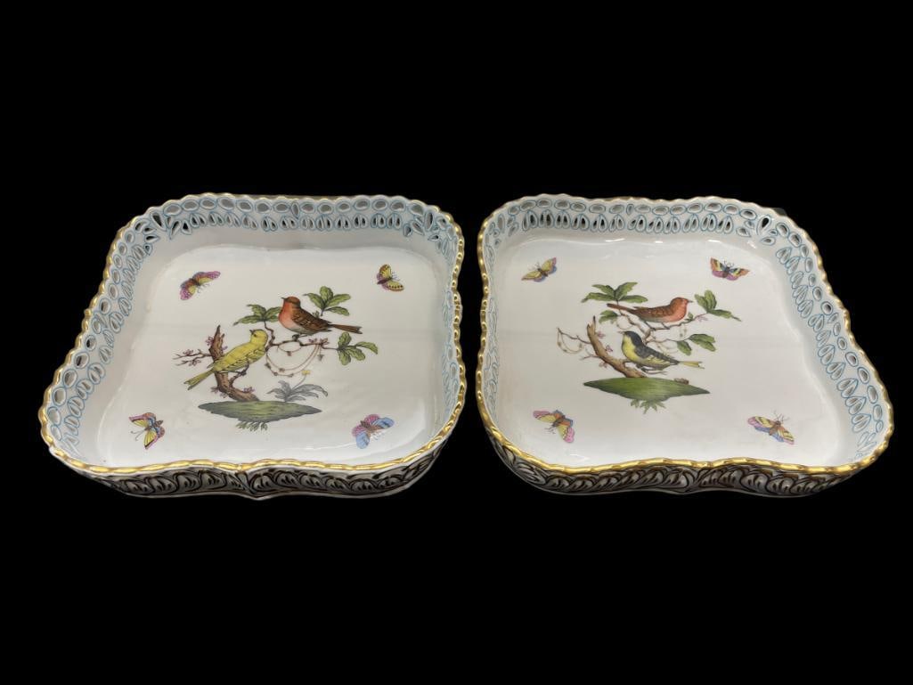 Pair Herend Hand Painted Porcelain Dishes (1 of 7)