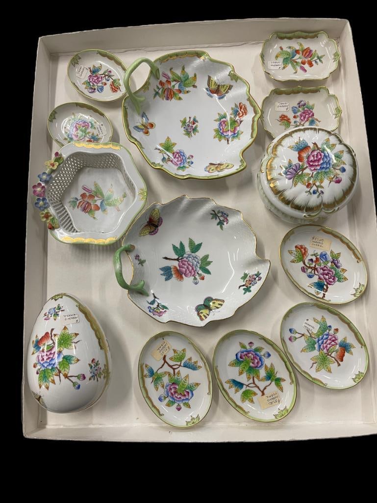 13pc Herend Hand Painted Porcelain incl. Covered Boxes & More (1 of 6)