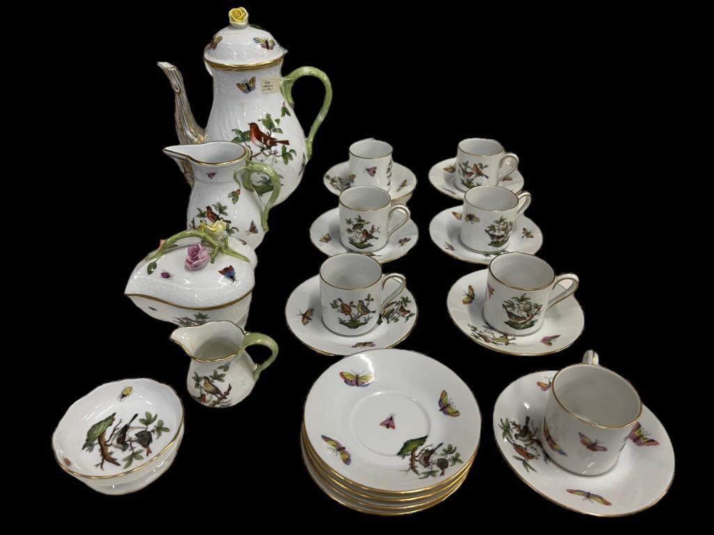 23pc Herend Hand Painted Porcelain incl. Teapot & More (1 of 9)