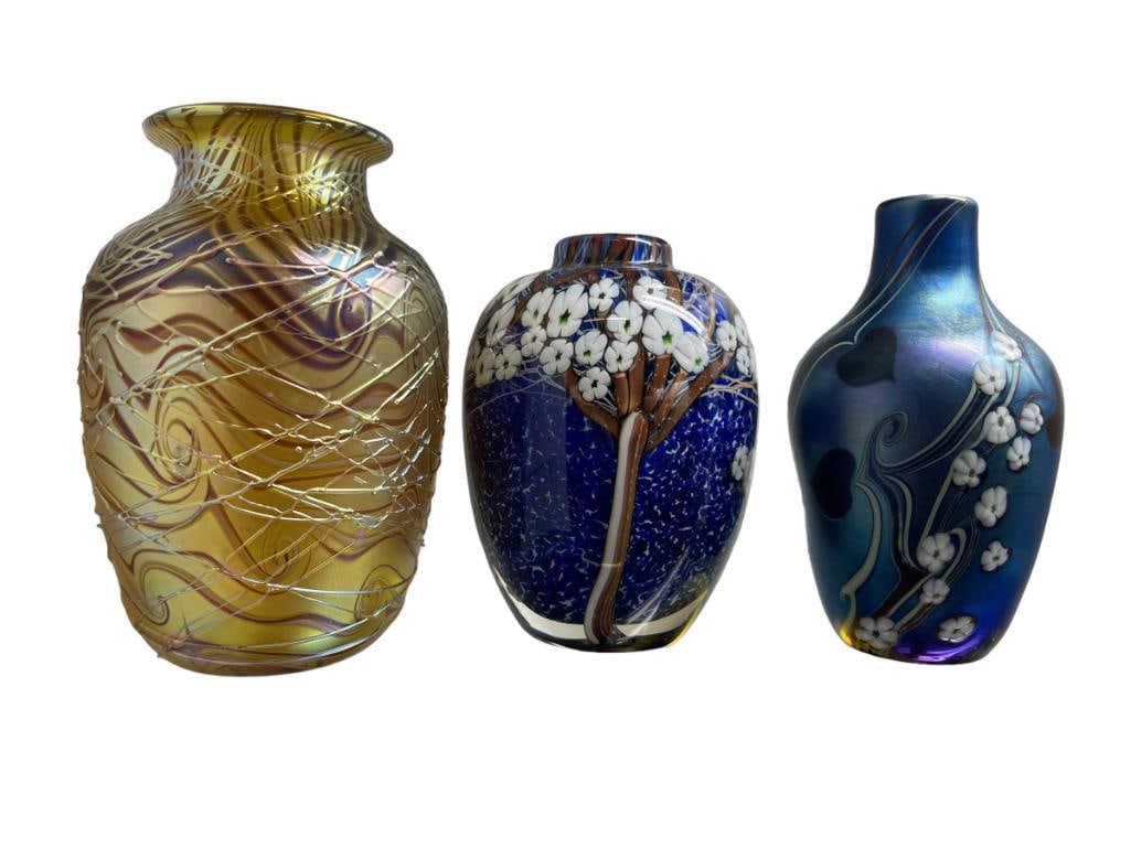 3 Orient & Flume Art Glass Vases (1 of 7)