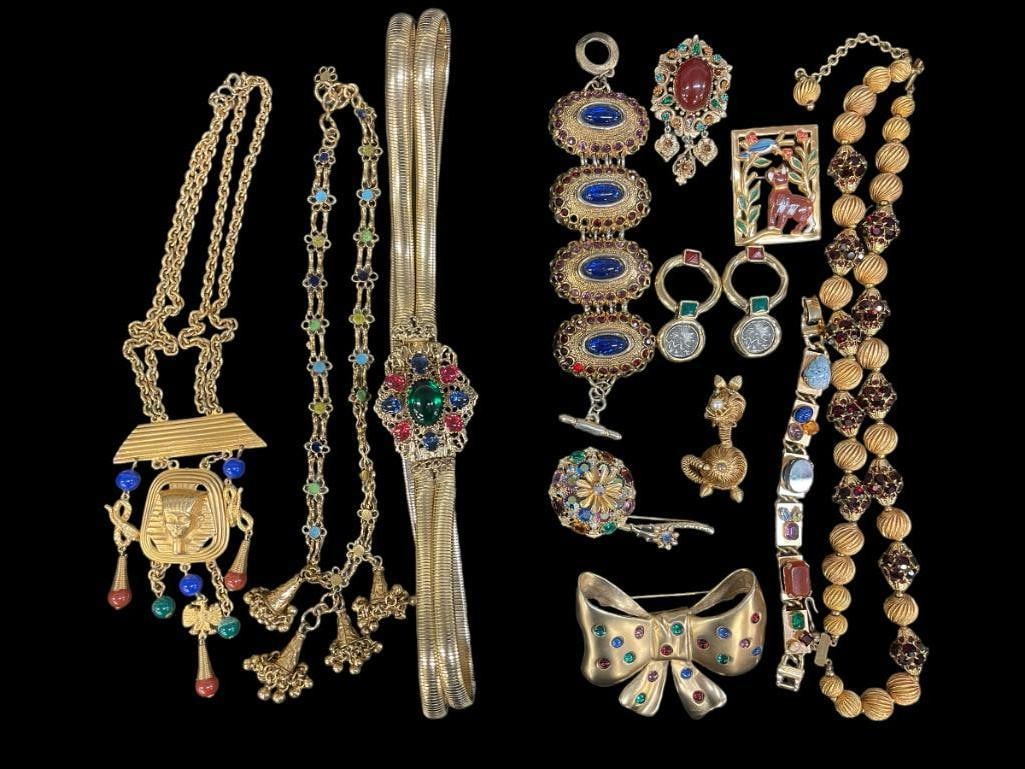 Vintage Costume Jewelry incl Schreiner & More: Vintage Costume Jewelry, 2 Trays incl. Schreiner, Claire Deve, etc. From the Carole Tannenbaum Collection