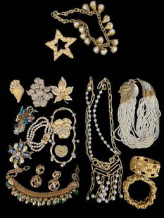 Vintage Costume Jewelry: Vintage Costume Jewelry 3 Trays incl.. Givenchy, Dior, Mazer, Trifari, etc. From the Carole Tannenbaum Collection