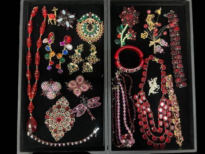Vintage Costume Jewelry incl Eisenberg & more: Vintage Costume Jewelry, 2 Trays Eisenberg, Buco, 1920's-30's, etc. From the Carole Tannenbaum Collection