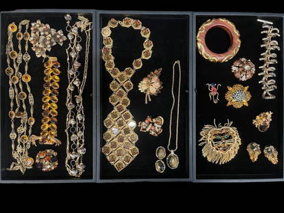 Vintage Costume Jewelry incl Givenchy & others: Vintage Costume Jewelry, 3 Trays incl. Givenchy Kramer, Dominique Paris, etc. From the Carole Tannenbaum Collection
