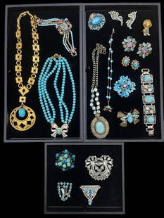 3 Trays Vintage Costume Jewelry incl Schriener & more: 3 Trays Vintage Costume Jewelry incl. Schreiner, Eisenberg, Caviness, etc. From the Carole Tannenbaum Collection