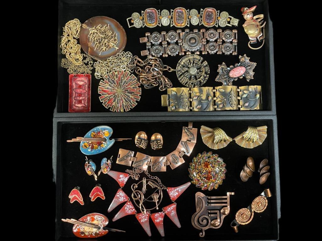 Vintage Costume Jewelry incl. Matisse & Renoir: Vintage Costume Jewelry, 2 Trays incl. Matisse, Renoir, Sarpanova, Lupe, Etc. From the Carole Tannenbaum Collection