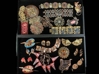 Vintage Costume Jewelry incl. Matisse & Renoir: Vintage Costume Jewelry, 2 Trays incl. Matisse, Renoir, Sarpanova, Lupe, Etc. From the Carole Tannenbaum Collection