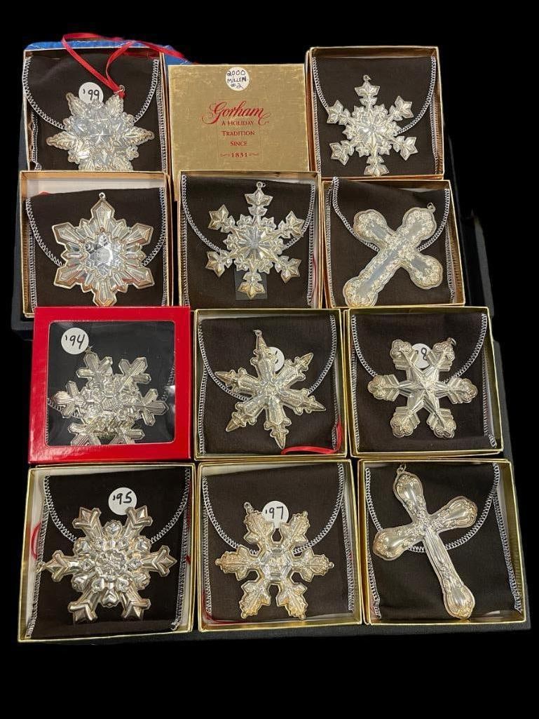12 Gorham Sterling Silver Snowflakes: 12 Gorham Sterling Silver Snowflakes incl. 1994 -2000