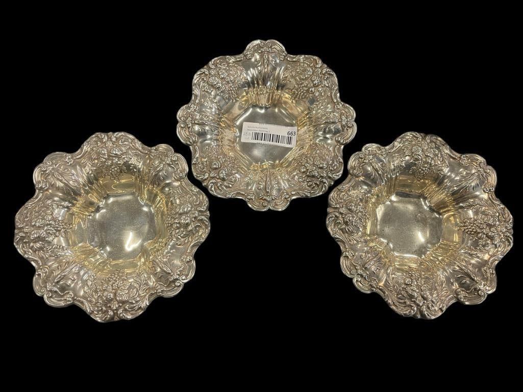 Reed & Barton Francis I Sterling Silver Bowls: 3 Sterling Silver Bowls, Reed & Barton Francis I, approx. 29.8oz