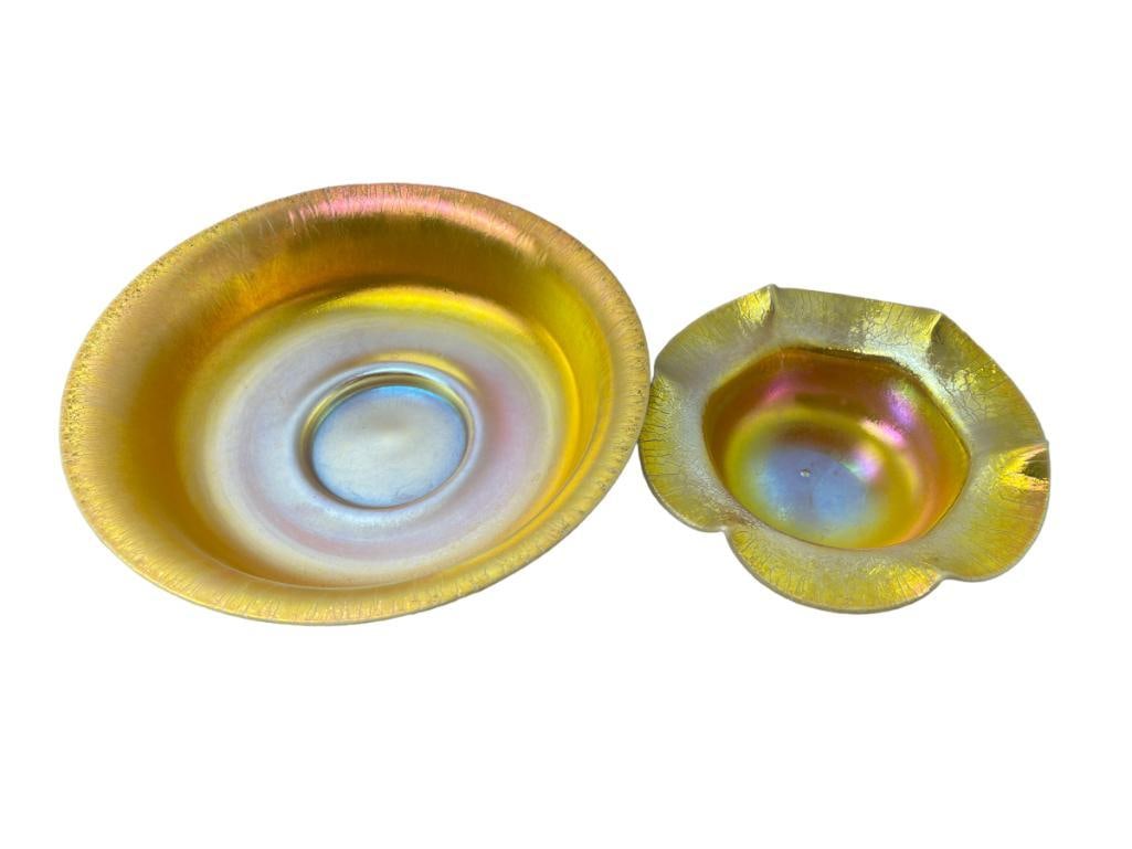 2 Steuben Aurene Gold Calcite Bowls: 2 Steuben Aurene Gold Calcite Bowls incl. 1 w/original sticker 10"x3"h