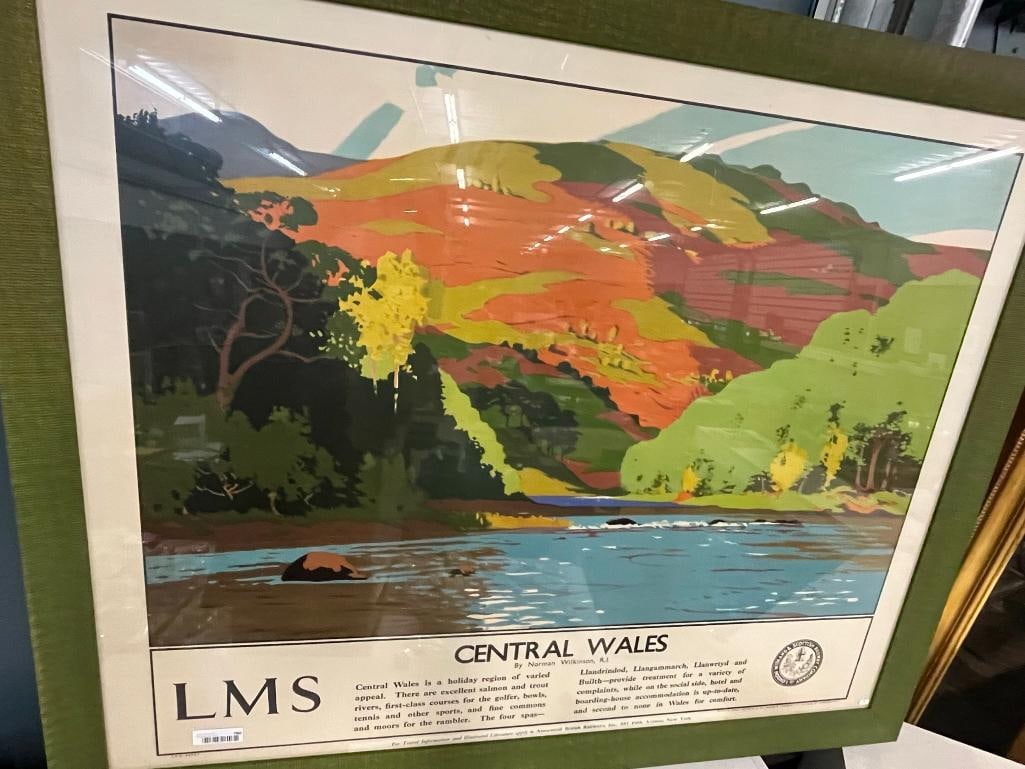 Vintage Scottish Railway Poster: Vintage Scottish Railway Colorful Poster "Central Wales"; approx 55"x45"