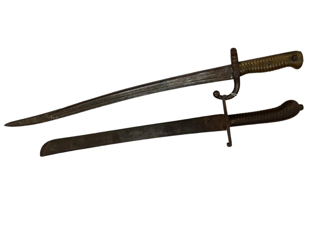 French Bayonet and Sword: French Bayonet and a short sword