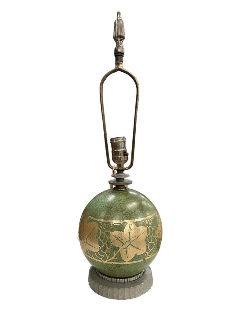 L'Autum Signed Metal Art Deco Lamp Base (1 of 3)