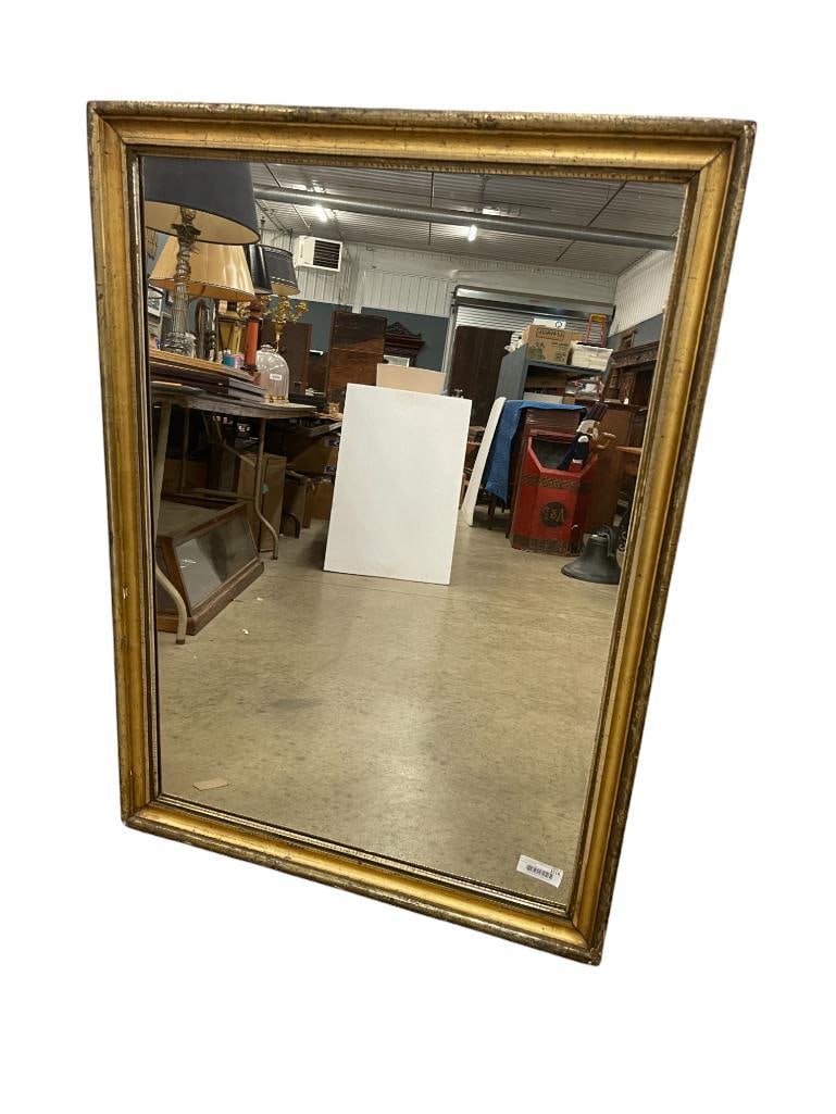 Mirror Antique Wood Gold Gilt: Mirror Antique Wood Gold Gilt; approx. 33"x45"