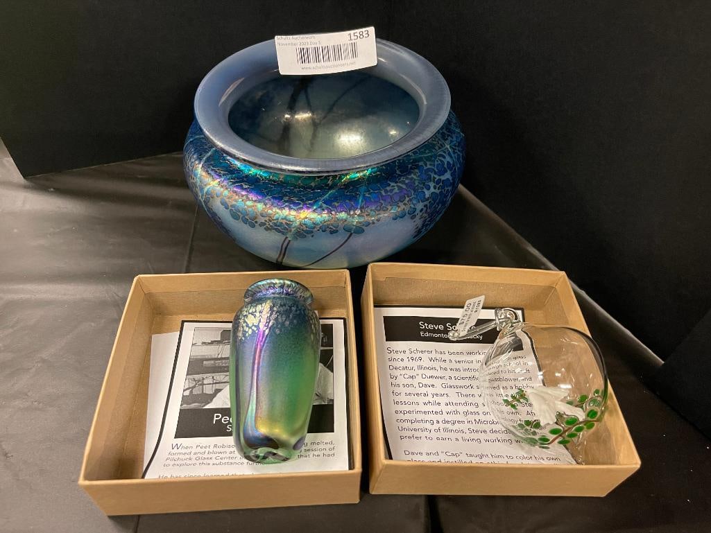 3 pcs. Incl. Art Glass by Peet Robison, etc (1 of 6)